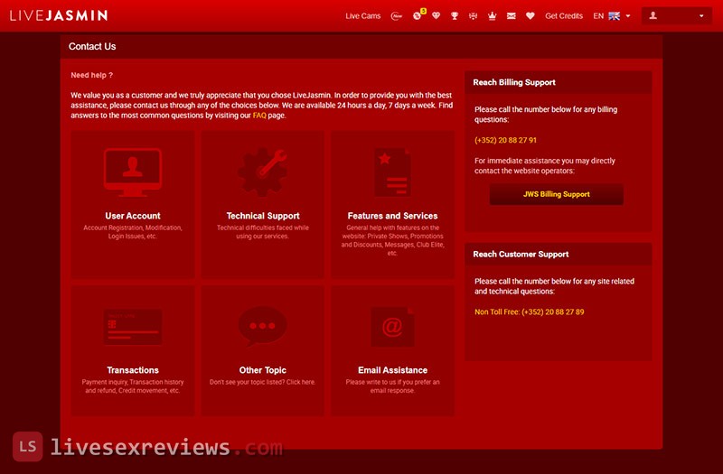Live Jasmin support