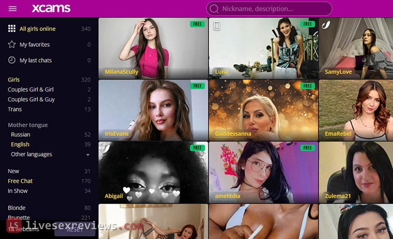 Xcams categories